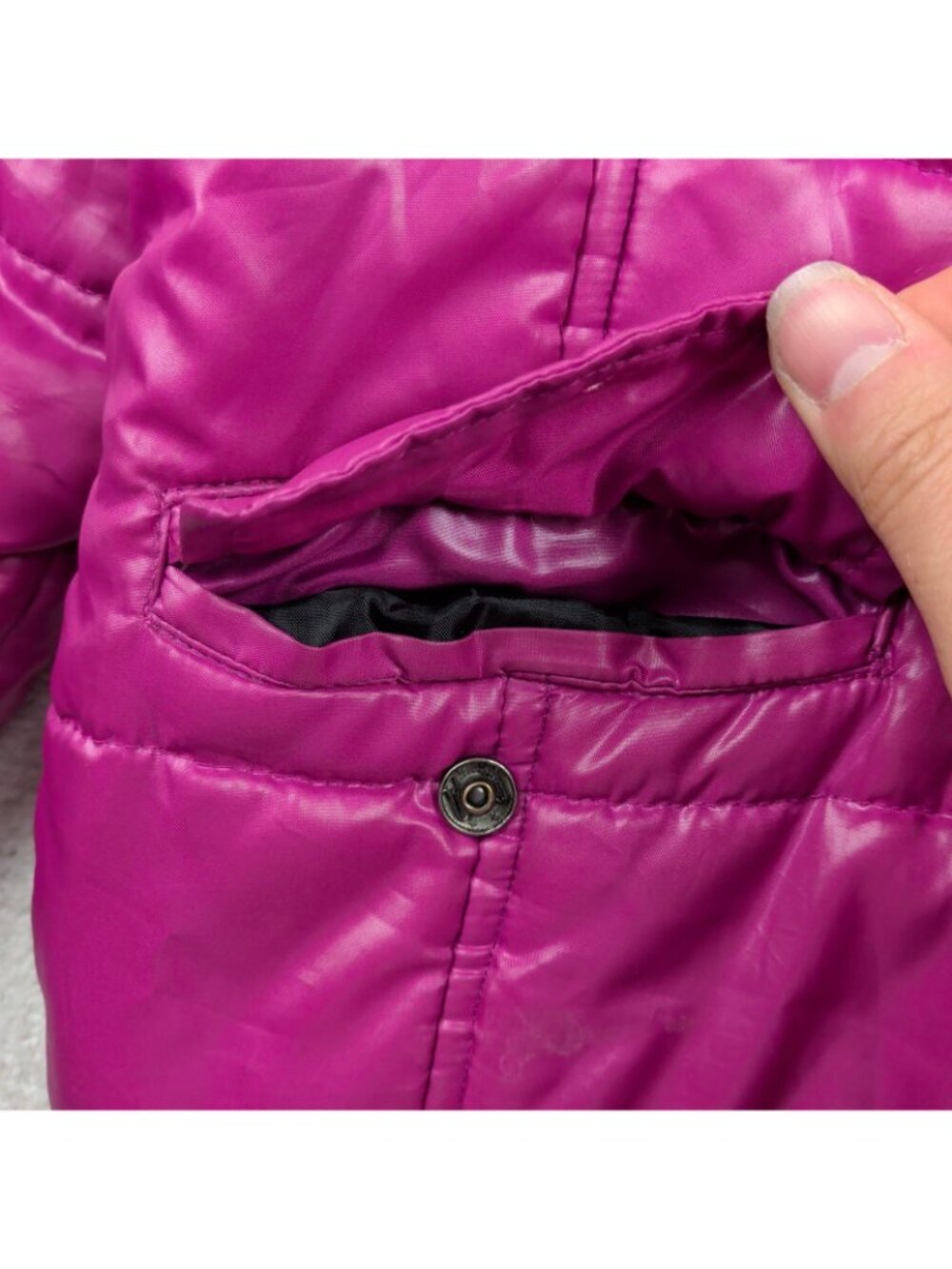 Y2K Rocawear Faux Fur Pink Puffer Jacket Sz *M* McBling Glam Rhinestone Read - Picture 7 of 16